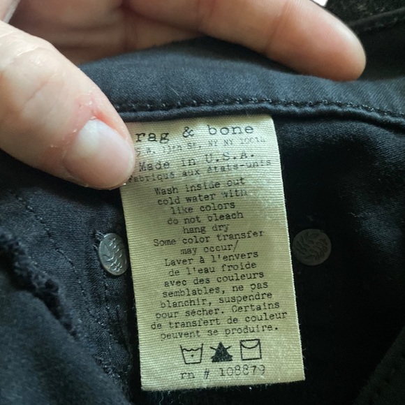 Rag & Bone | Size 28 The Legging Jean in Black Plush - Picture 10 of 10